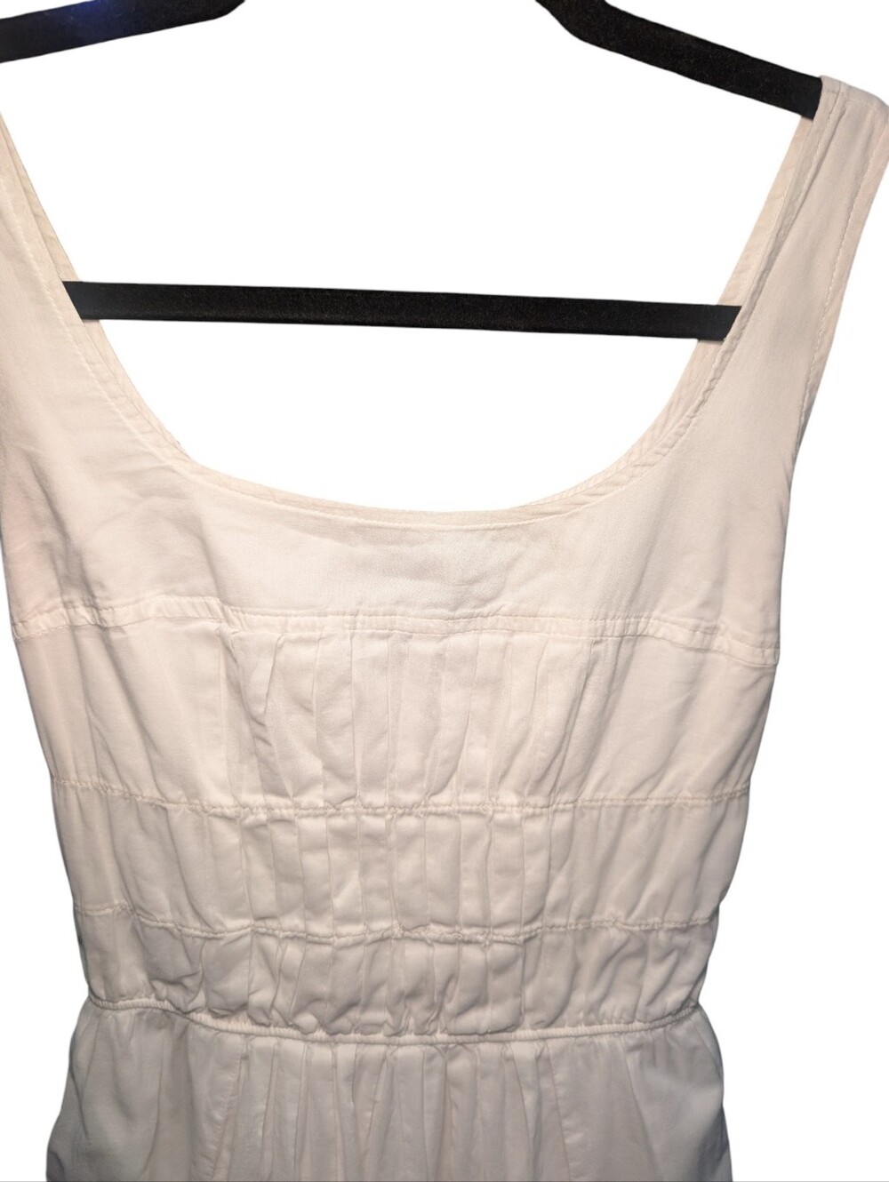 White Sleeveless Sundress with Gathered Bodice - Picture 2 of 6
